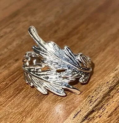 Hagit Gorali 925 Sterling Silver Feather Bypass Ring ~ Size 8.25 • $34.99