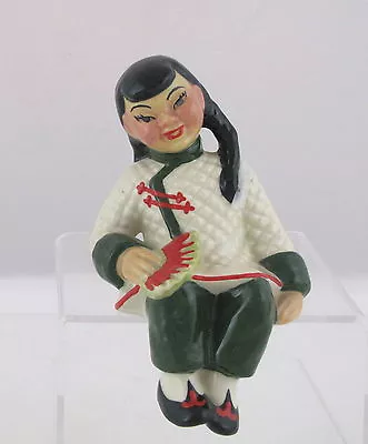 Ceramic Arts Studio Su-Lin Shelf Sitter In White & Green 1950's • $14.40