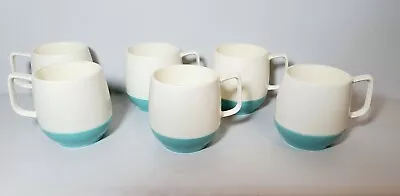 $40 • Buy Vtg Vacron Bopp-Decker  6 Insulated Cups/Mugs Turquoise Blue Ivory Plastic 3.5  