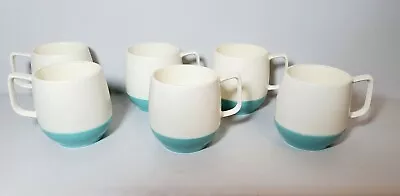 Vtg Vacron Bopp-Decker  6 Insulated Cups/Mugs Turquoise Blue Ivory Plastic 3.5   • $34