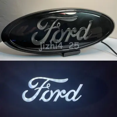 9 Inch White LED Static Light Emblem Badge For Ford Truck Oval Black Housing • $44.63