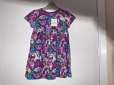 Next Girls Purple Unicorn / Rainbow / Bunny Design Dress 18-24 Months BNWT New • £3