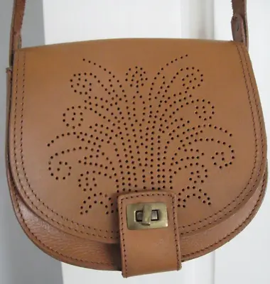 Zara!!! Tan 100% Leather S/m Saddle Shape X Body Shoulder Bag!!! • £14.99