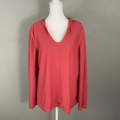 Title Nine Women's XL Coral Pullover Hoodie Top Shirt Long Sleeve Lined Stretch • $18.32