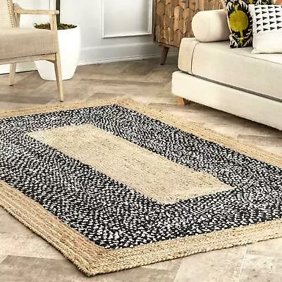 NuLOOM Lesha Natural Fiber Area Rug In Black Casual Solid Design • $97.28