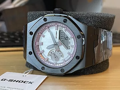 Casio G-SHOCK GMA-2100 Watch * Casioak Mod Stainless Steel Black Ice Pink • £169