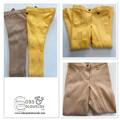 Childrens Jodhpurs Canary & Beige 20” 22” 24” Waist Pony Horse Equestrian • £18.50