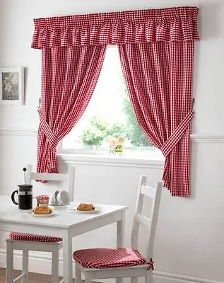 Gingham Check Curtains . Matching Pelmets / Cafes Nets  Available To Buy Also • £16.99
