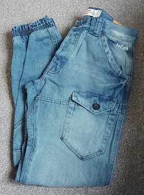 £9 • Buy Lee Cooper Men's Blue Cuffed Leg Cargo Button Up Pockets Jog Jeans 28R L28 