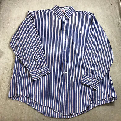 Vintage Brooks Brothers Makers Shirt Mens 17 Button Up Pink Blue  Made In USA • $29.44