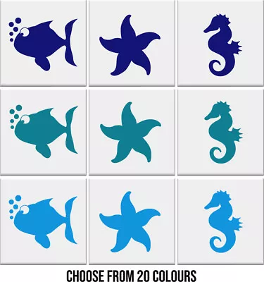 Bathroom Tile Stickers FISH STARFISH SEAHORSE Vinyl Wall Decals 3 DESIGNS • £4.49