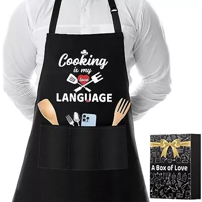  Gifts For Dad Funny Apron For Men - Grill BBQ Gifts For Men Cool Black • $18.21