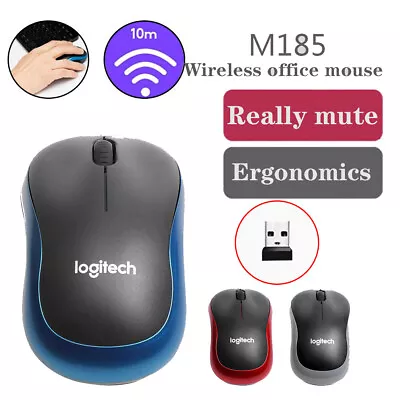 USB Logitech M185 Wireless Optical Mouse Fit Compact PC Laptop Mouse NEW UK • £5.75