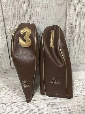 Vintage Antique Brown Leather Woods Drivers Golf Club Head Covers 1 3 RAM Logo • $17.15