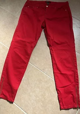 MANGO RED STRAIGHT Ladies   TROUSERS  CHINOS  SIZE  42/14 • £4.99