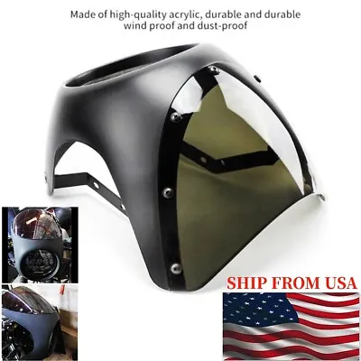 Universal 7  Motorcycle Cafe Racer Headlight Fairing Kit Windshield Screen Cover • $44.84