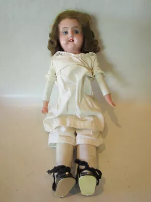 Antique 16  Minerva Metal Shoulder-head Doll Nice Jointed Oilcloth Body • $49