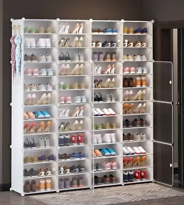 $31.34 • Buy Clear Door DIY Shoe Rack Storage Multi-Cube Organizer Cabinet Stackable Closet