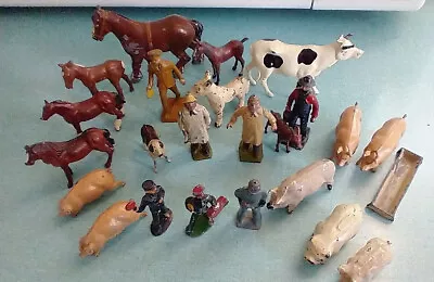 Vtg Lot Of 24 Lead Toy Figures~ RR & Farm ~ Britains Cherilea Manoil JoHillCo • $19.99