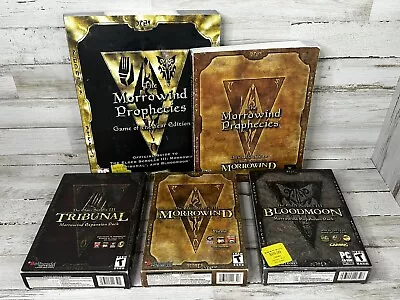 The Elder Scrolls III Morrowind Tribunal & Bloodmoon W/ Guides Collection Nice! • $200