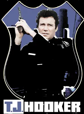 TJ Hooker William Shatner 80s US Cop TV Poster Iron On Tee T-shirt Transfer • £2.39