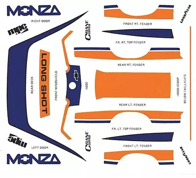 1980 Chevrolet Monza Longshot 1/25th - 1/24th Scale WATERSLIDE DECALS • $7.50