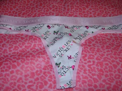 Victoria's Secret Sexy Thong Pink Flutter Butterflies Classic Logo Waistband S M • $10.99