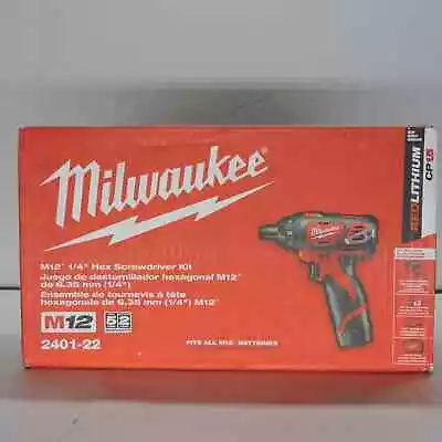 Milwaukee M12 12V Li-Ion Cordless 1/4  Hex Screwdriver Kit Batteries 2401-22 • $74.99