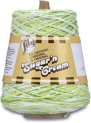 Lily Sugar 'n Cream CONE Aran Knitting Yarn 400g - 2713 Key Lime Pie Ombre • £16.29