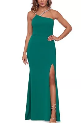 XSCAPE Women's Asymmetric Strap Gown Green Size 10Petite • £75.50