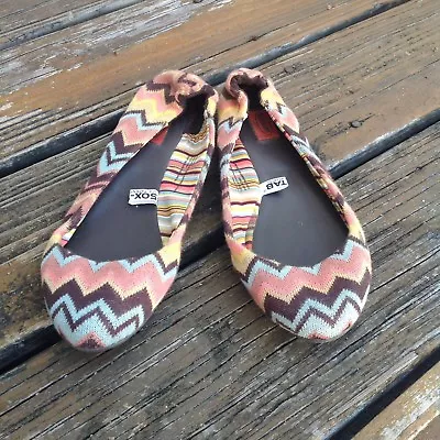 Missoni Target Chevron Flats Size 5 Brown Zig Zag Ballet Shoes Pointy Toe Womens • $24.50