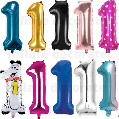 16  32  40  Inch Happy Birthday Foil Number Helium Balloons Pink Blue Black Gold • £1.75