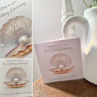 Personalised Handmade 30th Pearl Wedding Anniversary Card • £3.99