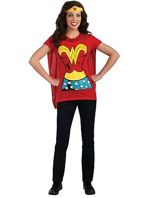 $17.47 • Buy Rubie's Women Standard DC Comics Wonder Woman T-Shirt W/ Cape And Headband Large