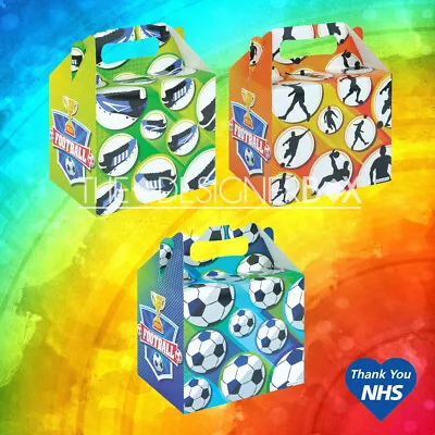 1/6/12 Football Card Party Favour Filler Loot Handle Boxes Food Sweets Box • £0.99