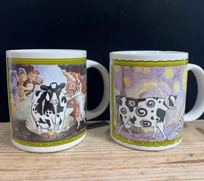 $28 • Buy Classical Cows Mug Van Gogh Picowsso 2002 Sherwood Brands Art 10 Oz Set 2