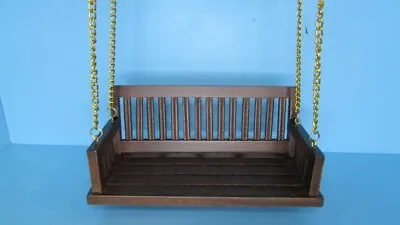 Dollhouse Miniature Wood Porch Swing Bench In Walnut With Hardware CLA74081 • $14.39