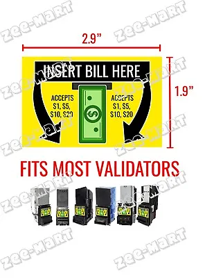 (5) Bill Validator/Bill Acceptor Stickers: $1 $5 $10 $20 MEI Coinco ICT • $19.99