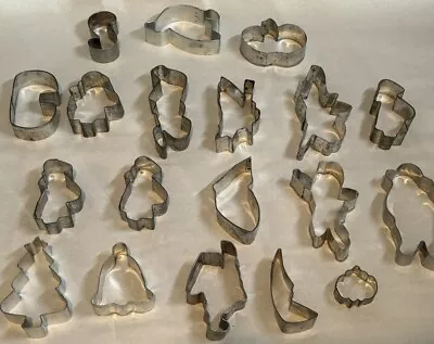 Antique Christmas Primitive Tin COOKIE CUTTERS Lot Of Nineteen (19) • $5