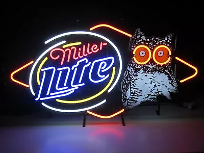 Miller Lite Hooters Owl Neon Light Sign 24 X20  Lamp Beer Bar Wall Decor Windows • $213.17