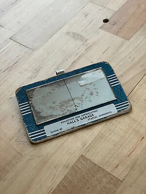 Vintage Clip-On Auto Visor Vanity Mirror Hall's Garage Staples Minnesota • $19.99