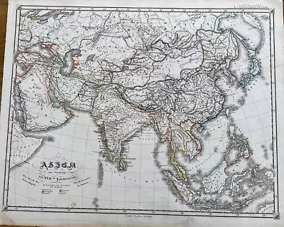 Antique Map Asia 17th Century Reign Gross-moguls Holland In India 1855 Spruner • £45