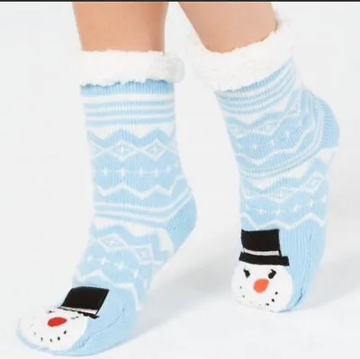 Women’s Charter Club Snow Man Slipper Slip Grippers Sock   S/M • $10