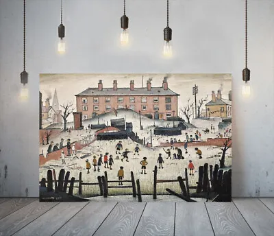 £64.99 • Buy Lowry Style Cricket Match -framed Canvas Wall Art Picture Paper Print- Brown Red