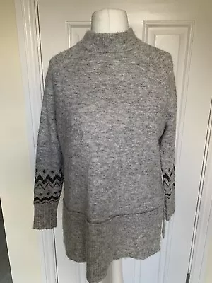 Mint Velvet Wool & Alpaca Blend Grey Jumper Full Back Zip Detail UK M • £20