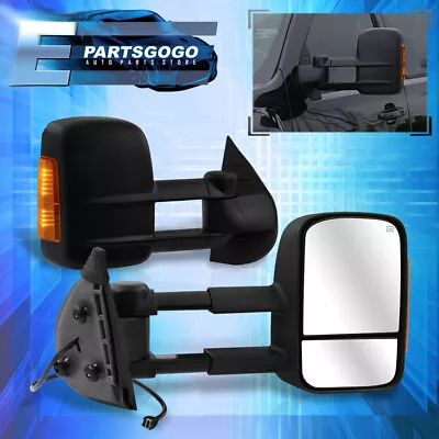 For 07-13 Silverado / Sierra Telescopic Extendable LED Heated Power Tow Mirrors • $66.99