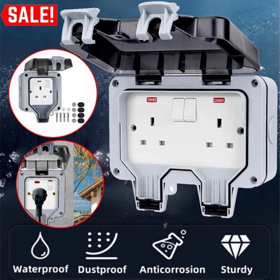 £14.98 • Buy Double Outdoor Socket Box Waterproof Switched Socket Box Single Switched Socket