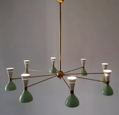 Italian Chandelier Style Stilnovo Mid Century 8 Arms Sputnik Ceiling Lights • $400