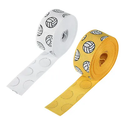 2Roll 7/8 ×5Yard Volleyball Grosgrain Craft Ribbon Burlap Ribbon White Yellow • $11.53