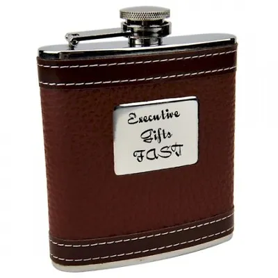 Personalized Faux Leather 6 Oz Hip Flask With Free Engraving • $12.95